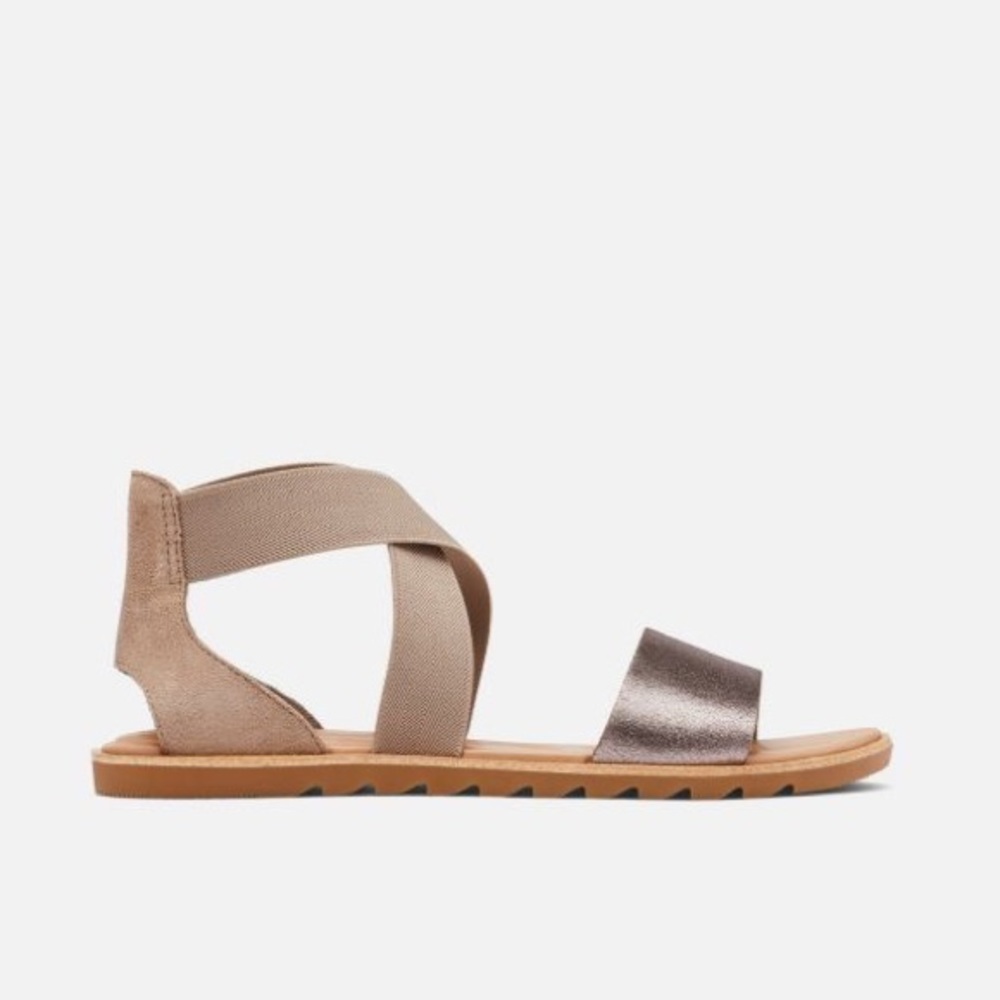 NWOT Sorel sandals with metallic detail in ash brown - comfy and cute